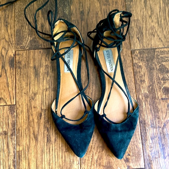 Steve Madden Pointed Toe Lace Up Flats - Picture 2 of 7